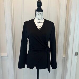 Grace Karin Women's V-Neck Wrap Blouse - Black - Size Medium